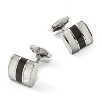 Chisel Stainless Steel Polished Mother of Pearl and Black Onyx Cufflinks view 3
