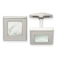 Chisel Stainless Steel Polished Mother of Pearl Square Cufflinks view 1