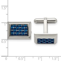 Chisel Stainless Steel Polished with Blue Carbon Fiber Inlay Cufflinks view 3