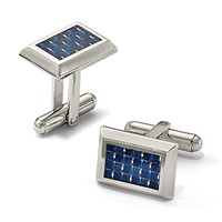 Chisel Stainless Steel Polished with Blue Carbon Fiber Inlay Cufflinks view 4