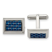 Chisel Stainless Steel Polished with Blue Carbon Fiber Inlay Cufflinks view 1
