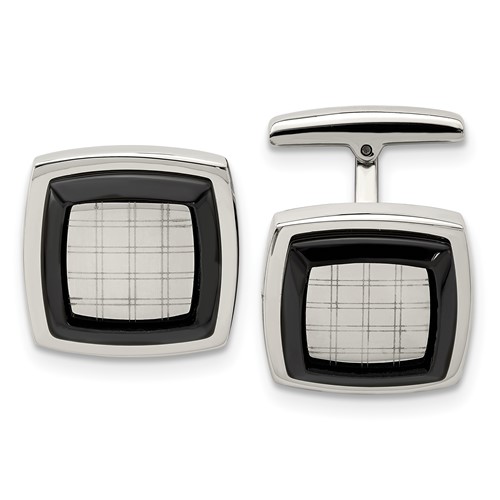 Chisel Stainless Steel Polished Black IP-plated Cufflinks