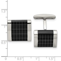 Stainless Steel Polished Black IP-plated Laser Design Square Cufflinks view 3