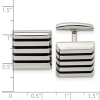 Chisel Stainless Steel Polished Black Rubber Square Cufflinks view 3