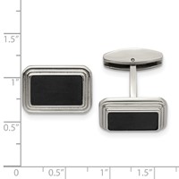 Stainless Steel Brushed and Polished Black IP-plated Cufflinks view 3