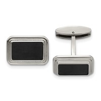 Stainless Steel Brushed and Polished Black IP-plated Cufflinks view 1