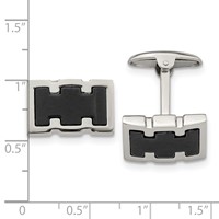 Stainless Steel Brushed and Polished Black IP-plated Cufflinks view 3