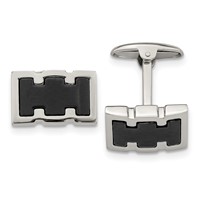 Stainless Steel Brushed and Polished Black IP-plated Cufflinks view 1