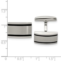 Chisel Stainless Steel Brushed and Polished Black Rubber Rectangle Cufflinks view 3