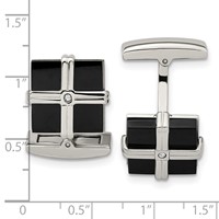 Chisel Stainless Steel Polished Black IP-plated CZ Square Cufflinks view 3
