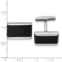 Chisel Stainless Steel Polished Black Onyx Rectangle Cufflinks view 3