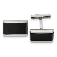 Chisel Stainless Steel Polished Black Onyx Rectangle Cufflinks view 1