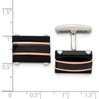 Chisel Stainless Steel Polished Black and Rose IP-plated Cufflinks view 3