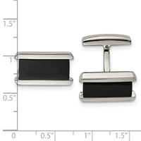 Stainless Steel Polished Black IP-plated Rectangle Cufflinks view 3