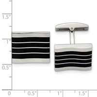 Chisel Stainless Steel Polished Black Cat's Eye Rectangle Cufflinks view 3