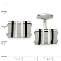 Chisel Stainless Steel Polished Black and White Rubber Bands Rectangle Cufflinks view 3