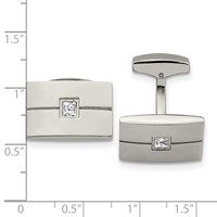 Chisel Stainless Steel Polished CZ Rectangle Cufflinks view 3