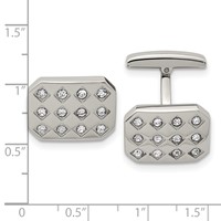 Chisel Stainless Steel Polished CZ Cufflinks view 3