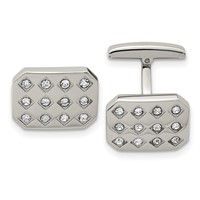 Chisel Stainless Steel Polished CZ Cufflinks view 1
