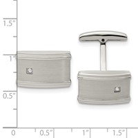 Chisel Stainless Steel Brushed and Polished CZ Cufflinks view 3