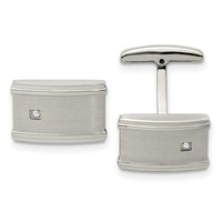 Chisel Stainless Steel Brushed and Polished CZ Cufflinks view 1