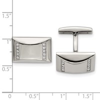 Chisel Stainless Steel Polished CZ Rectangle Cufflinks view 3