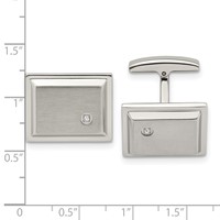 Chisel Stainless Steel Brushed and Polished CZ Rectangle Cufflinks view 3