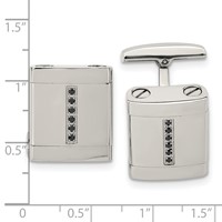 Stainless Steel Polished Black CZ Cufflinks view 3