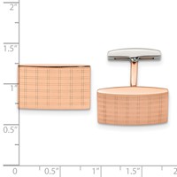 Stainless Steel Polished Rose IP-plated Laser Design Rectangle Cufflinks view 3