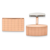 Stainless Steel Polished Rose IP-plated Laser Design Rectangle Cufflinks view 1