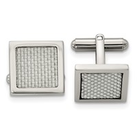 Chisel Stainless Steel Polished with Grey Carbon Fiber Inlay Square Cufflinks view 1