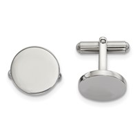 Chisel Stainless Steel Polished Circle Cufflinks view 1