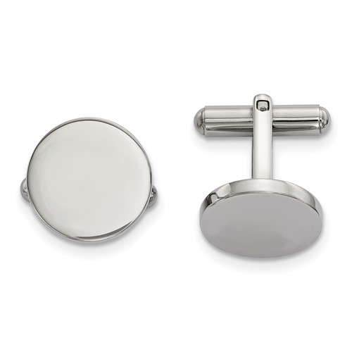 Chisel Stainless Steel Polished Circle Cufflinks