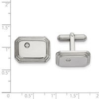 Chisel Stainless Steel Polished with CZ Cufflinks view 2