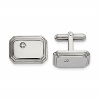 Chisel Stainless Steel Polished with CZ Cufflinks view 1