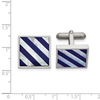 Chisel Stainless Steel Polished with Mother of Pearl and Blue Shell Inlay Cufflinks view 2