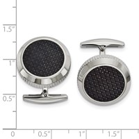 Chisel Stainless Steel Polished and Textured Black Carbon Fiber Inlay Cufflinks view 2