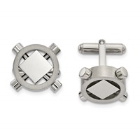 Chisel Stainless Steel Brushed and Polished Cufflinks view 1