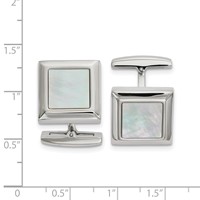 Chisel Stainless Steel Polished Mother of Pearl Square Cufflinks view 2