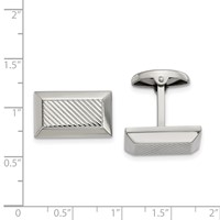 Stainless Steel Polished and Textured Rectangle Cufflinks view 2