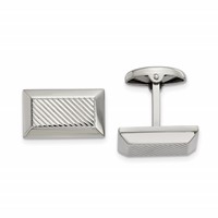 Stainless Steel Polished and Textured Rectangle Cufflinks view 1