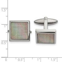 Stainless Steel Polished and Textured Rainbow Anodized Square Cufflinks view 2