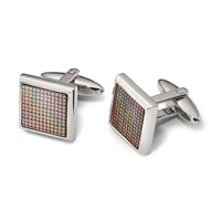 Stainless Steel Polished and Textured Rainbow Anodized Square Cufflinks view 3