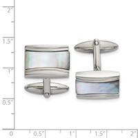 Chisel Stainless Steel Polished Rectangle Mother of Pearl Cufflinks view 3