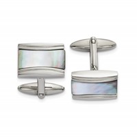 Chisel Stainless Steel Polished Rectangle Mother of Pearl Cufflinks view 1
