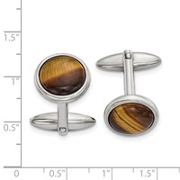 Chisel Stainless Steel Polished Tiger's Eye Circle Cufflinks view 3