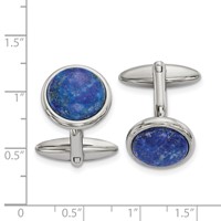 Chisel Stainless Steel Polished Lapis Circle Cufflinks view 3