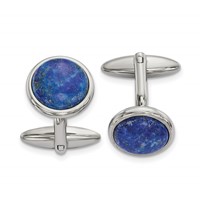 Chisel Stainless Steel Polished Lapis Circle Cufflinks view 1