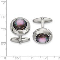Chisel Stainless Steel Polished Black Mother of Pearl Circle Cufflinks view 3