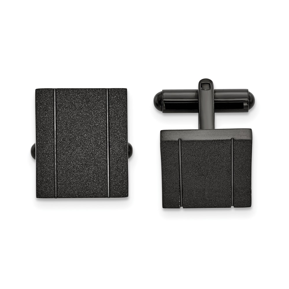 Chisel Stainless Steel Polished Black IP-plated Laser Cut Cufflinks